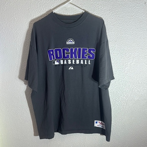 Majestic Other - Majestic Rockies Baseball Shirt - Black and Purple